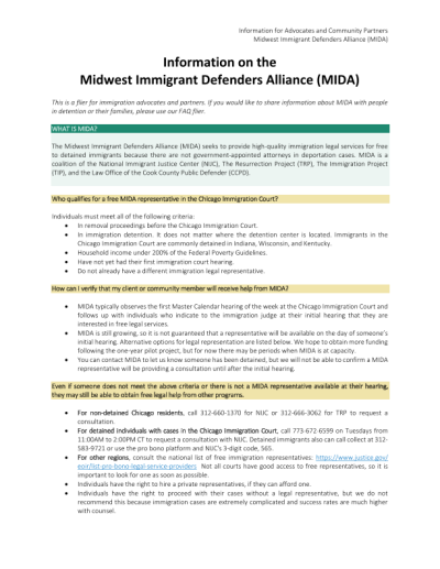 Information on the Midwest Immigrant Defenders Alliance (MIDA) | Policy  Commons