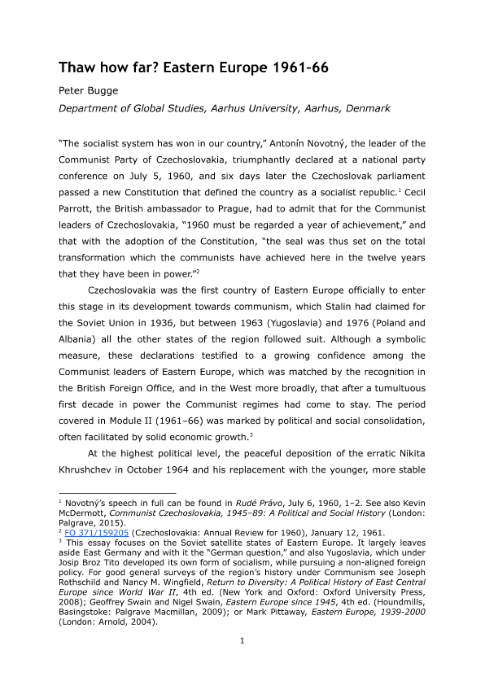 Thaw how far: Eastern Europe 1961–66