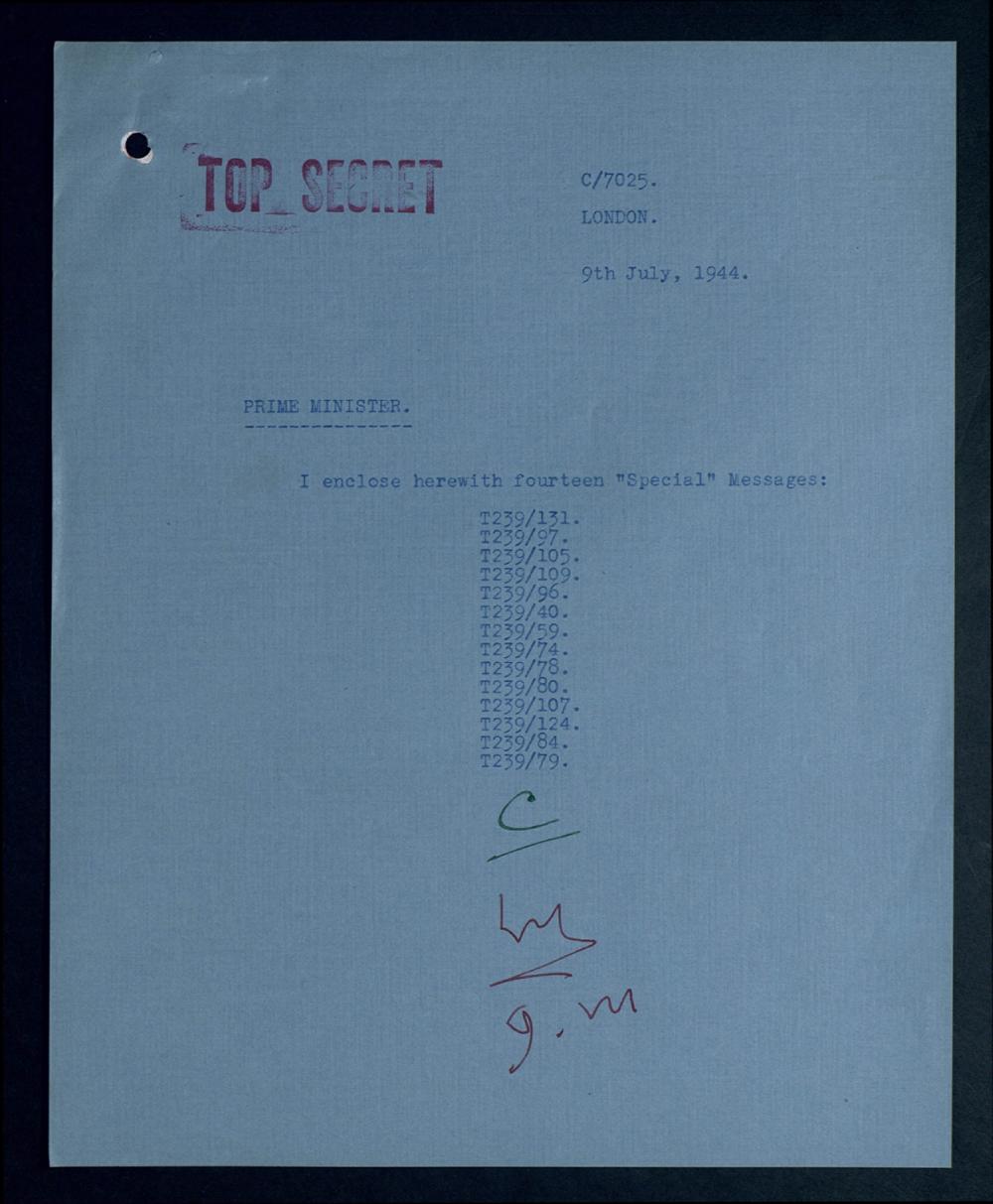 Government Code and Cypher School Signals Intelligence Passed to the