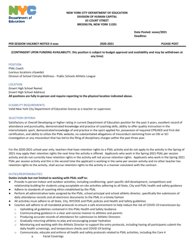 NEW YORK CITY DEPARTMENT OF EDUCATION DIVISION OF HUMAN CAPITAL | Policy  Commons