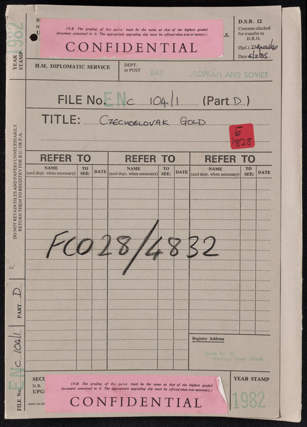 Czechoslovakia: Restitution of Czechoslovak Gold and Settlement of UK Claims against Czechoslovakia